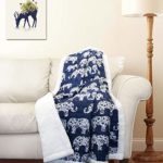 Lush Decor Elephant Parade Sherpa Throw, 60 x 50″, Navy