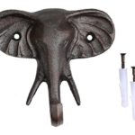 Elephant Decor – Elephant Hook with Hardware – Handmade Elephant Head Single-Robe Hook in Metal – Artistic Hooks for Entryways / Hallways – Wall Decor
