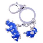 Feng Shui Blue Rhinoceros and Elephant Protection KeyChain Charm Amulet Handbag Hanging