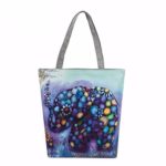 Hunzed Elephant Printing Canvas Tote Casual Beach Bags Women Shopping Bag Handbags
