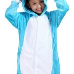 ABING Halloween Pajamas Homewear OnePiece Onesie Cosplay Costumes Kigurumi Animal Outfit Loungewear,Blue Elephant Chidren Size 125 -for Height:138-148cm