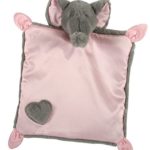 Stephan Baby Square Satin-Backed Plush Elephant Security Blanket, Gray/Pink, 10″