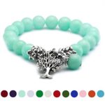 Cat Eye Jewels Life Tree Tibetan Silver Charm Pendant Women Cute Gemstone Birthstone Bead Style Stretch Bracelet