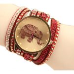 Shensee New Simple Velvet Diamond Bracelet Watch Ladies Watches High Elephant Pattern Red