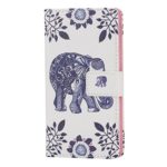 IKASEFU Cute Blue Elephant Book Pu Leather Wallet Protective Case Cover with Soft Inner and Stand for Samsung Galaxy S5-Blue Elephant