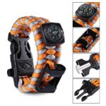 Elephant Outdoor Paracord Bracelet – 4 Colors 3 Sizes Camping Gear with Compass, Knife Scraper, Whistle, Flint Fire Starter, Bottle Opener, Fit Men, Women, Kids – A Must Have Survival Gear