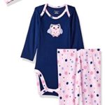 Gerber Baby Girls’ 3 Piece Bodysuit, Cap and Legging Set