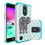 LG K20 Plus Case, LG K20 V Case, LG K10 2017 Case, Heavy Duty Shockproof Studded Rhinestone Crystal Bling Hybrid Case Silicone Protective Armor for LG K20 Plus / LG K20 V / LG K10 2017(Elephant)