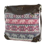 Elephant Tribal Aztec Print Fabric Crossbody Messenger Bag Purse 13 in. X 13 in.