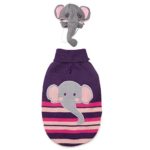 Zack & Zoey Piggy Back Pals Sweater and Hat Set for Dogs, 8″ XX-Small, Elephant