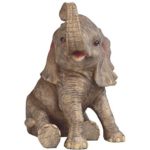 StealStreet SS-G-54462 Grey Happily Sitting Right Baby African Elephant Collectible Figurine