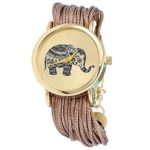 Fashion Women Dress Elephant Design Bracelet Watch(Light Coffee)