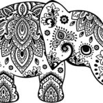 Pretty Paisley Pattern Indian Ornament Stamp Art Vinyl Decal Sticker (4″ Wide, Elephant)