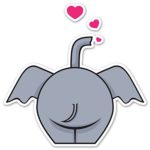 Elephant Behind and Hearts Decal For Your Car Or Truck – Interior Or Exterior Use – Made With Adhesive Vinyl In Full Color – Made In The USA (6 inch)