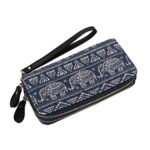 Women Elephant Wallet Canvas Zipper Purse Wristlets Clutch Phone Card Holder Handbag