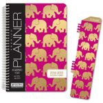 HARDCOVER Academic Year Planner 2018-2019 – 5.5″x8″ Daily Planner / Weekly Planner / Monthly Planner / Yearly Agenda. Bonus BOOKMARK (Elephants)