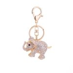 Acamifashion Cute Elephant Rhinestones Keychain Key Ring Bag Purse Hanging Ornament – White