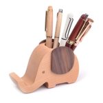 Artinova Elephant Shape Wooden Pen Cup/Pen Holder Desk Organizer with Cell Phone Stand ARTA-0057