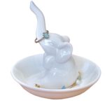 PUDDING CABIN White Elephant Ring Dish Holder Trinket Tray Jewelry Organizer