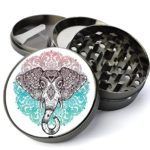 Expression Gifts Grinder_76 5 Piece Elephant Mandala Spice Tobacco Herb Grinder with Pollen/Keef Catcher, X-Large