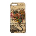 Newspaper Elephant Aztec Floral Melody Music Notes Pattern Iphone 7 Plus Case, Retro Music Notation Design Iphone 7Plus 5.5Inch Protective Cover