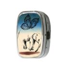 Elephant And Butterfly Wing Custom Unique Stainless Steel fashion square Pill Box Medicine Tablet Holder Decorative Metal Organizer