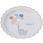 Ginger Ray Little One Vintage Baby Elephant & Balloons Peach & Pastel Paper Plates, Mixed