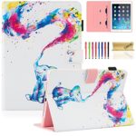 iPad 9.7 Inch 2018/2017 Case, iPad 6/iPad 5 Case, Dteck Slim Light Flip [Multiple Angles] Stand Smart Auto Sleep/Wake Case with Pencil Holder for iPad 9.7 Inch Tablet- Elephant Rainbow