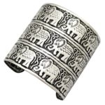 Q&Q Fashion Egypt African Embossed Vintage Elephant OM Hindu Ganesha Bracelet Bangle Cuff