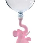 Hand Blown Pink Elephant Wine Glass by Yurana Designs – W270A