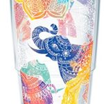 Tervis 1221837 Mehndi Elephants Tumbler with Wrap and Turquoise Lid 24oz, Clear