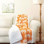 Lush Decor Elephant Parade Sherpa Throw, 60 x 50 inches, Tangerine