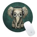 Mouse Mat, Customized Durable Non-Slip Rubber Round Gaming Mouse Pad, Mouse Mat for Professional Gamers and Office – Green Elephant