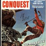 Man’s Conquest Magazine March 1958- Elephant attack-Moses Steigal