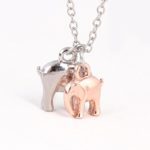 Napoo-Necklace Pendant Clearance Delicate Two Elephant Animal Pendant Necklace Fashion Collarbone Chain (Multicolor)