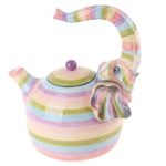 Blue Sky Ceramic Colored Elephant Teapot, 8.5 x 6.5 x 9″
