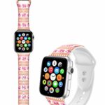 Dseason Sport Bands Compatible with Apple Watch Series 4/3/2/1, Premium Silicone Strap Compatible with iWatch 38mm / 40mm, Pink Elephant Totem