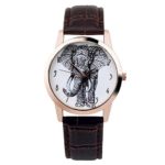 MJARTORIA Brown Minimalist Elephant Pattern Quartz Watch 23.5CM