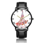 Fashion Tower Quartz Wrist Watch & Black Premium PU Leather Bracelet Wrist Watch For Women and Men