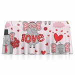 GLORY ART Waterproof Tablecloth,Love Cute Elephant,Large Dust-Proof Vinyl Table Cloth Cover, Great for Dinner,Wedding,Patio,Parties,Holiday Dinner,Buffet Table& More(52″x70″)