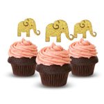 Elephant Cupcake Topper 12 Pack Cupcake Topper Decoration Cake Gold