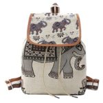 Monique Women Animal Print Canvas Backpack Drawstring Bag Students Schoolbag Large Daypack Shoulder Bag