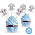 Blue Elephant Cupcake Toppers Cake Picks – Boy Baby Shower Decorations Supplies – 25 Pieces