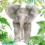 JUNGLE ELEPHANT GREY GREEN WHITE 13″ x 13″ 33CM X 33CM 20 X 3 PLY PAPER NAPKINS