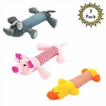 NEILDEN Stuffed Animal Toy Squeak Dog Plush Toy for Puppy Cotton Chew Duck Pig Elephant 3Pack
