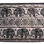 Makeup Cosmetic Bag Small Case Travel Purse Pouch Black Elephant Print Canvas Unique Handmade (Black)