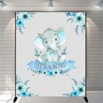 Mocsicka Boy Elephant Baby Shower Backdrop It’s a Boy Photography Background 5x6ft Vinyl Blue Elephant Baby Shower Banner Backdrops