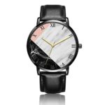 Marble Pattern Wrist Watch, LONHAO Personalized Unisex PU Leather Waterproof Band Wrist Watch for Women&Men