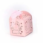 50 Pack Pink Elephant Girl Baby Shower Decoration Laser Cut Paper Party Treat Box Wedding Girl Birthday Gifts Wrapping Candy Buffet Table Centerpices