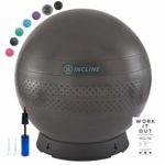 Incline Fit Base & Pump 55/65/75cm Anti-Burst Exercise Ball for Balance/Stability/Yoga/Pilates, Elephant Gray